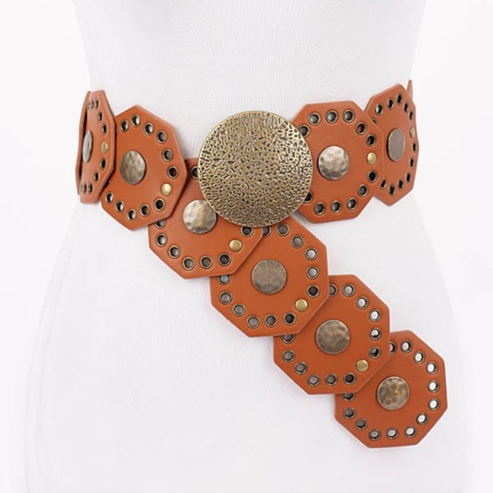 ShopEvelynne Brown Belt with Gold Details
